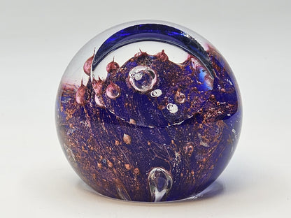 Vintage Glass Eye Studio Orion's Belt Paperweight Cobalt Blue Purple Clear Rose