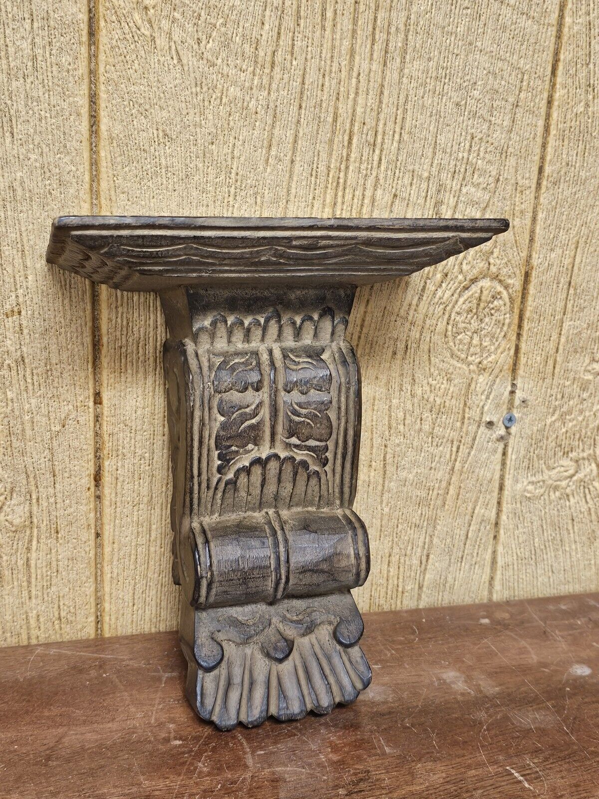 Acanthus Scroll Wood Wall Bracket Shelves Hand Carved 9 Inches Tall Set Of 4