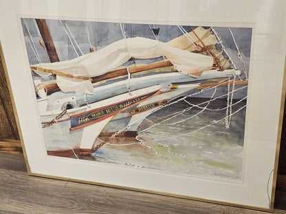 Original Watercolor Painting Mamie A Mister Historic Chesapeake Bay Oyster Boat
