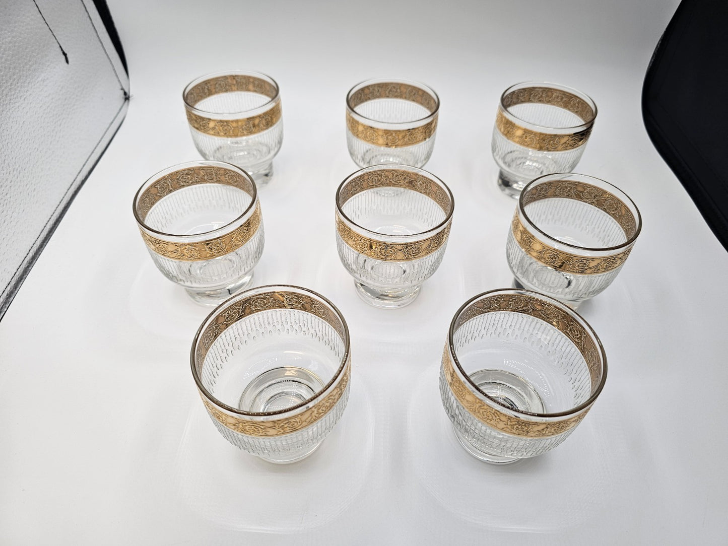 Vtg MCM Culver Gold Rim Tyrol Hollywood Regency Cocktail Pitcher & Glasses
