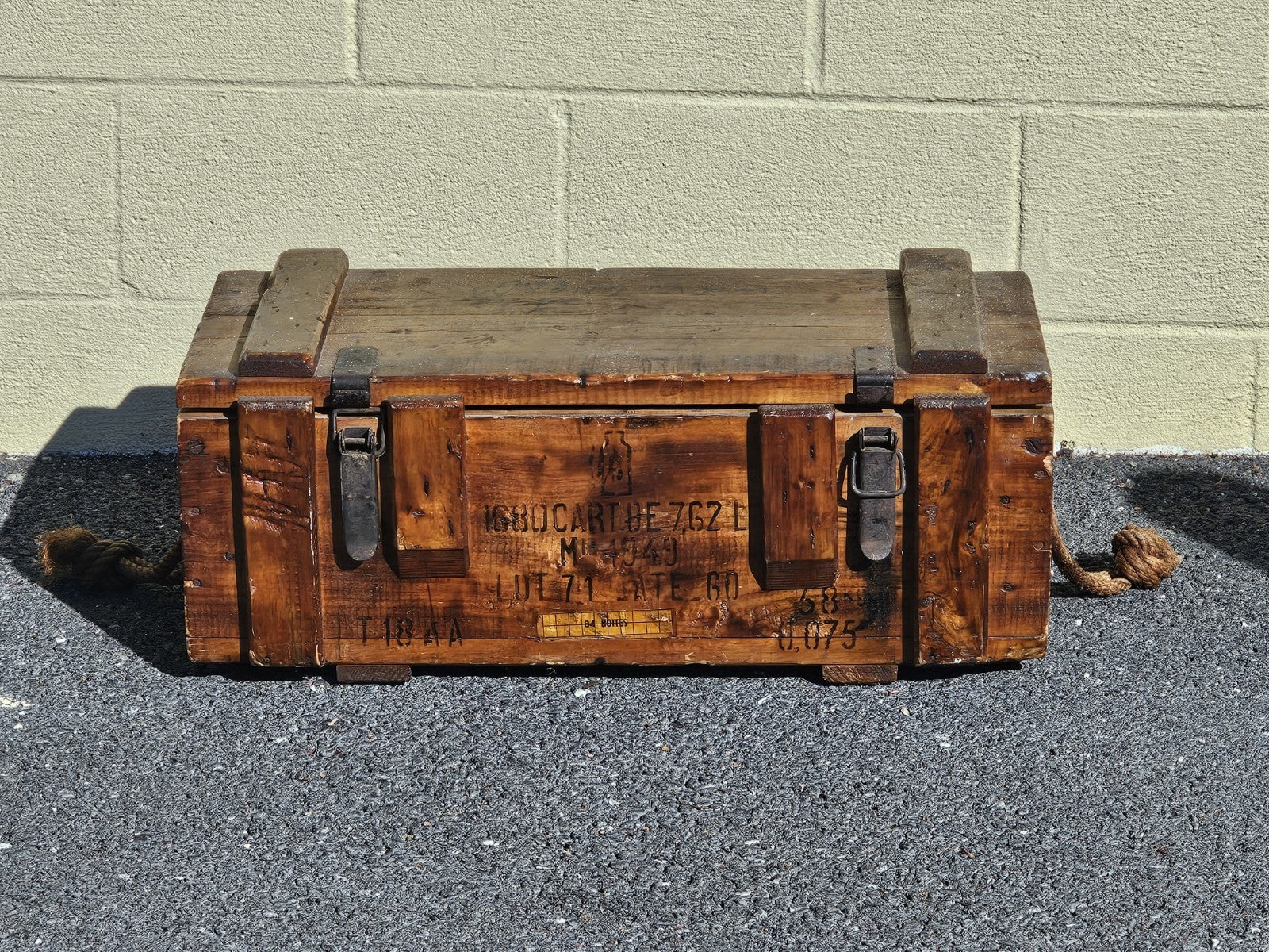 Vintage 1940s Wood & Metal French Ammo Box With Metal Insert Very Unique 
