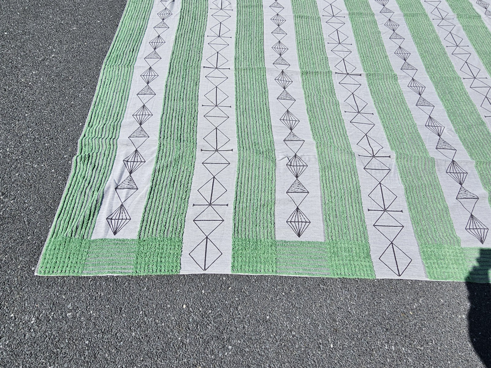 Vtg Unique Large Blanket 106 Inch X 91 Inches Hand Stitched? Tribal? 