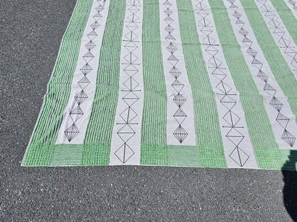 Vtg Unique Large Blanket 106 Inch X 91 Inches Hand Stitched? Tribal? 
