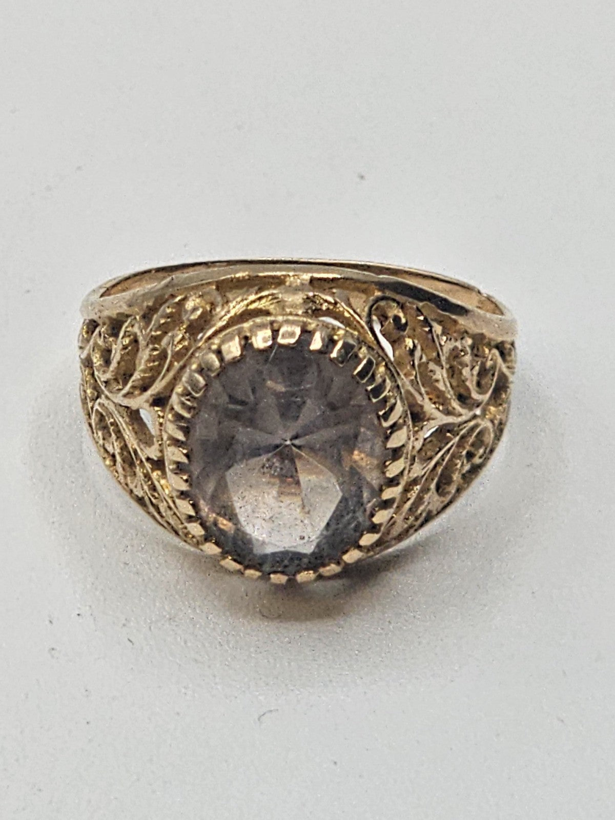 750 18k Yellow Gold Smoky Topaz Quartz Cocktail Ring 3.5 Grams Size 5.25