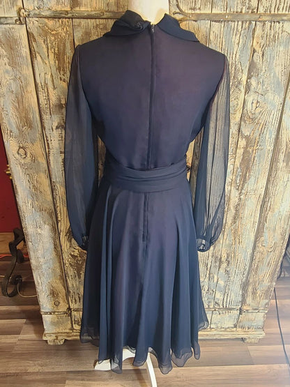 Vintage 60's Custom Made Midnight Blue Cocktail Summer Prom Dress