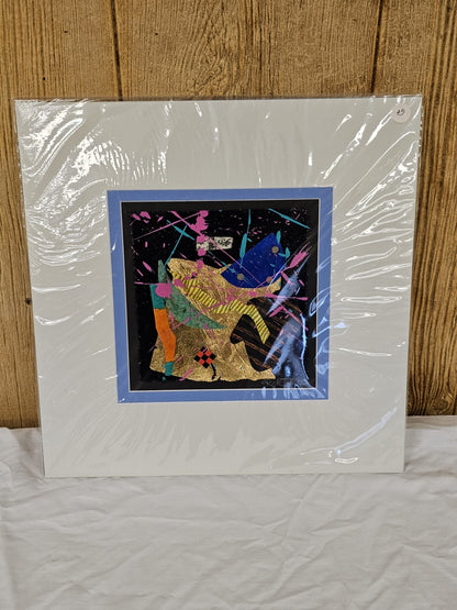 Original Abstract Paper Fiber Art Rick Tunkel Signed Matted 2004 Colorful