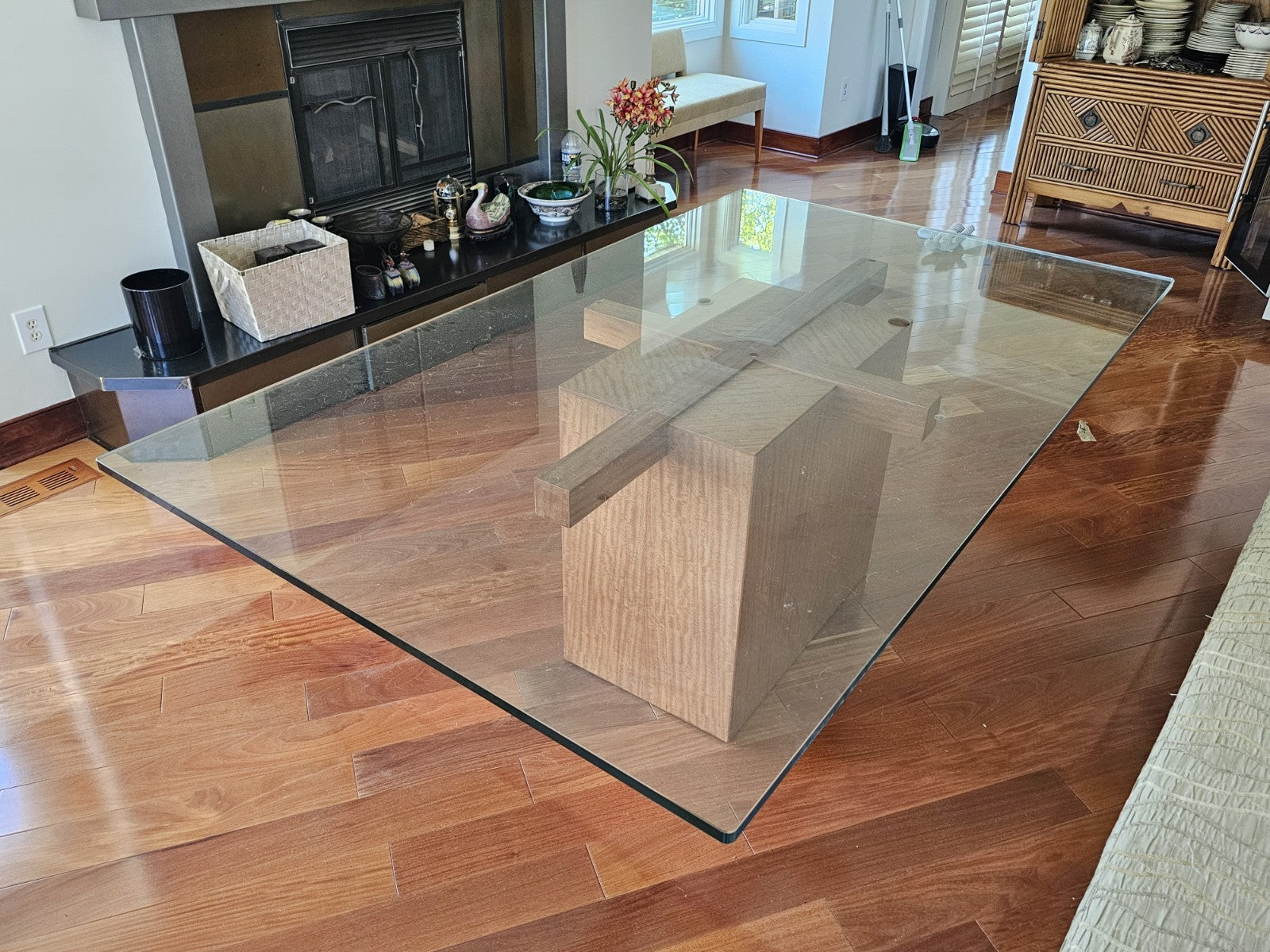 Mid Century Modern Danish Rosewood Glass Top Dining Table Alwy Visschedyk?