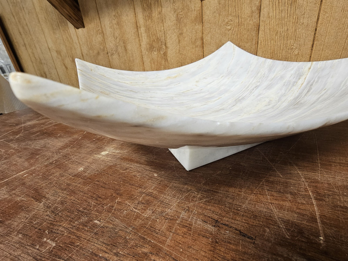 Post Modern Maitland-Smith Large Carved Marble? Centerpiece Dish Bowl