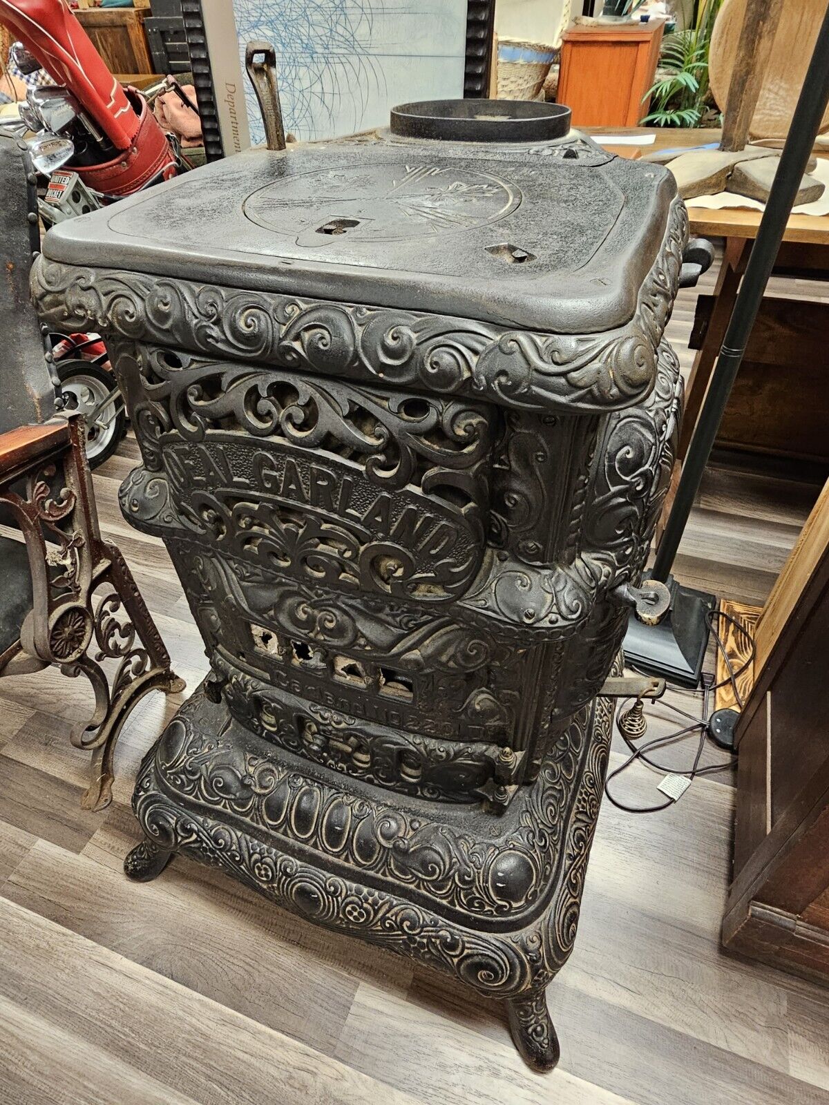 Antique Late 19th Century Cast Iron Parlor Stove By Garland 