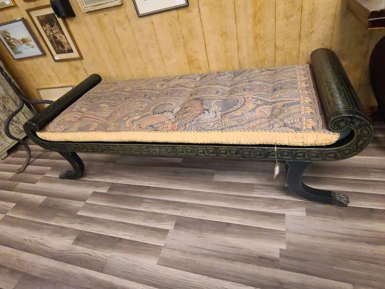 Antique 19th Century Bed Bench with Silk Cushion Great Condition French Style