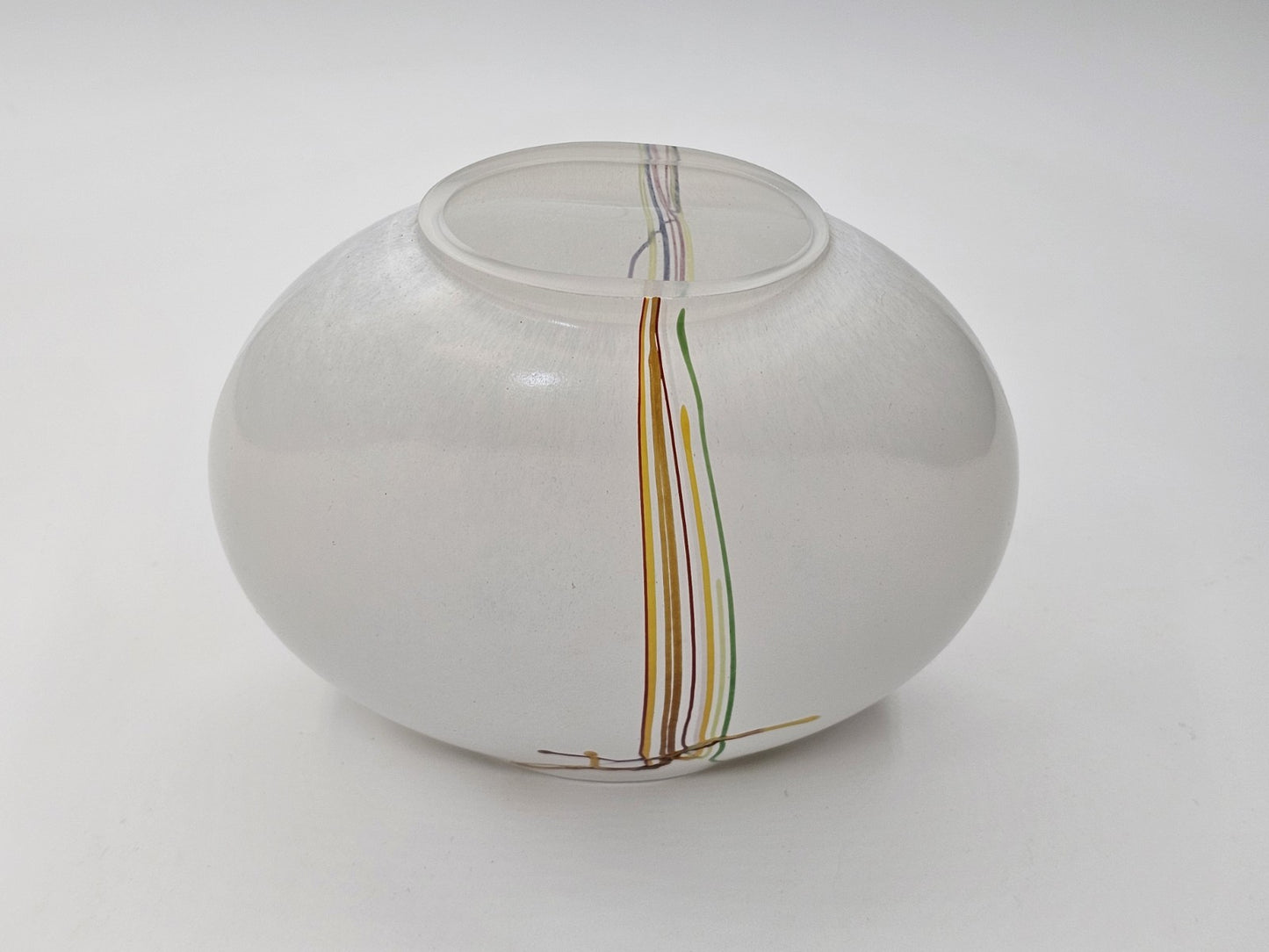 Kosta Boda Swedish Art Glass Rainbow Vase Bertil Vallien Vintage Signed 5.5 In T