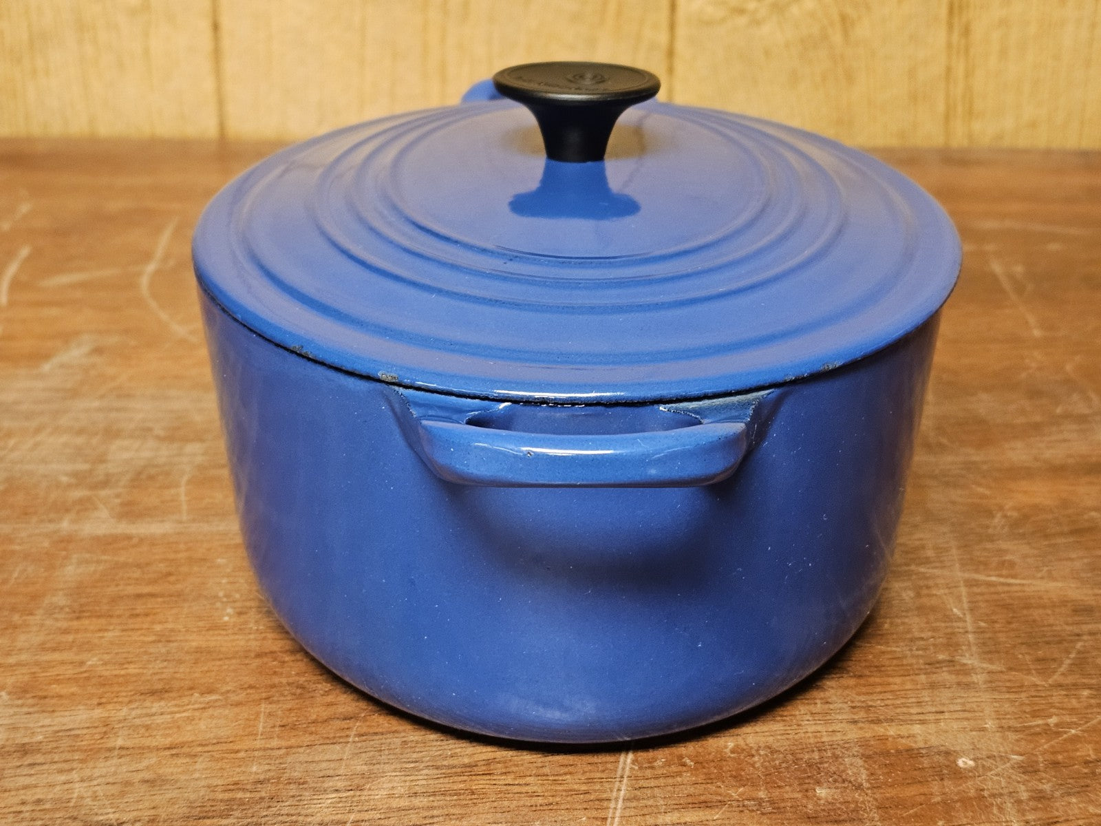 Le Creuset Enameled Cast Iron Signature Oval Casserole Blue Good Condition Used