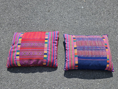 Vtg Tribal Indian Patchwork Quilt & Pillow Set Hand Stitched 99in X 96in 