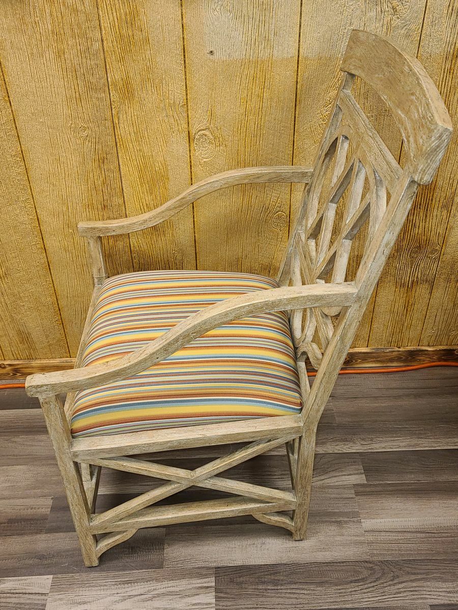Regency Style Sculptural Arm Chair with Upholstered Seat