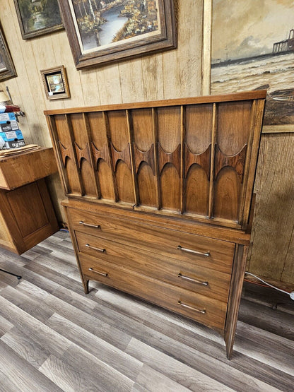 MCM Walnut Highboy Dresser Armoire By Kent Coffey For Perspectra 5 Drawer