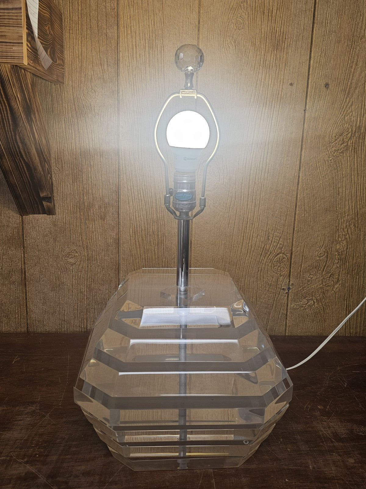Post Modern Chunky Stacked Mobile Lucite Table Lamp George Bullio 23.5 In Tall