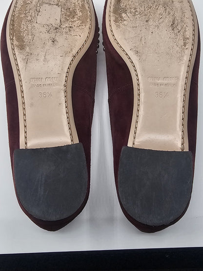 Miu Miu Bling Jeweled Crystal Slip-on Flats Shoes Size 36.5 Used 