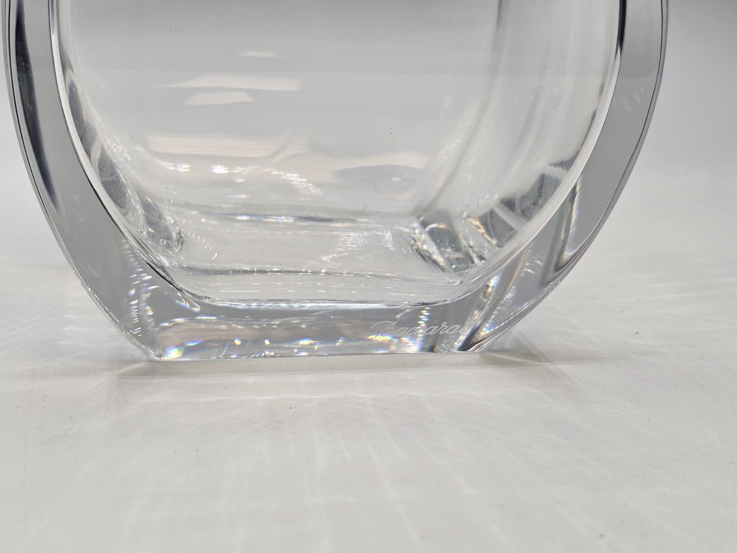 Baccarat Celine Square Crystal Floral Vase Tall Signed 1980s Rare Small Chip
