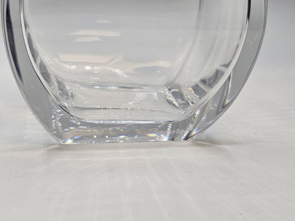 Baccarat Celine Square Crystal Floral Vase Tall Signed 1980s Rare Small Chip
