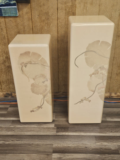 Vtg 1970s Post Modern Aldo Tura Style Laque Martin Lily Pad Pedestal Pair
