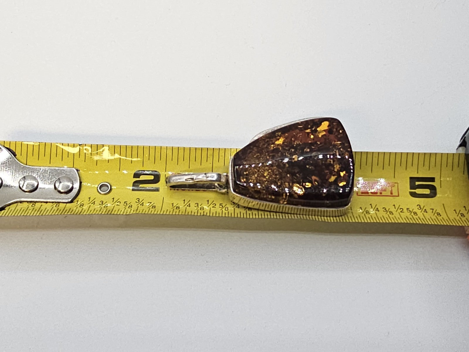 Vtg Natural Baltic Amber Gemstone 925 Sterling Silver Jewelry Pendant 2 In Long