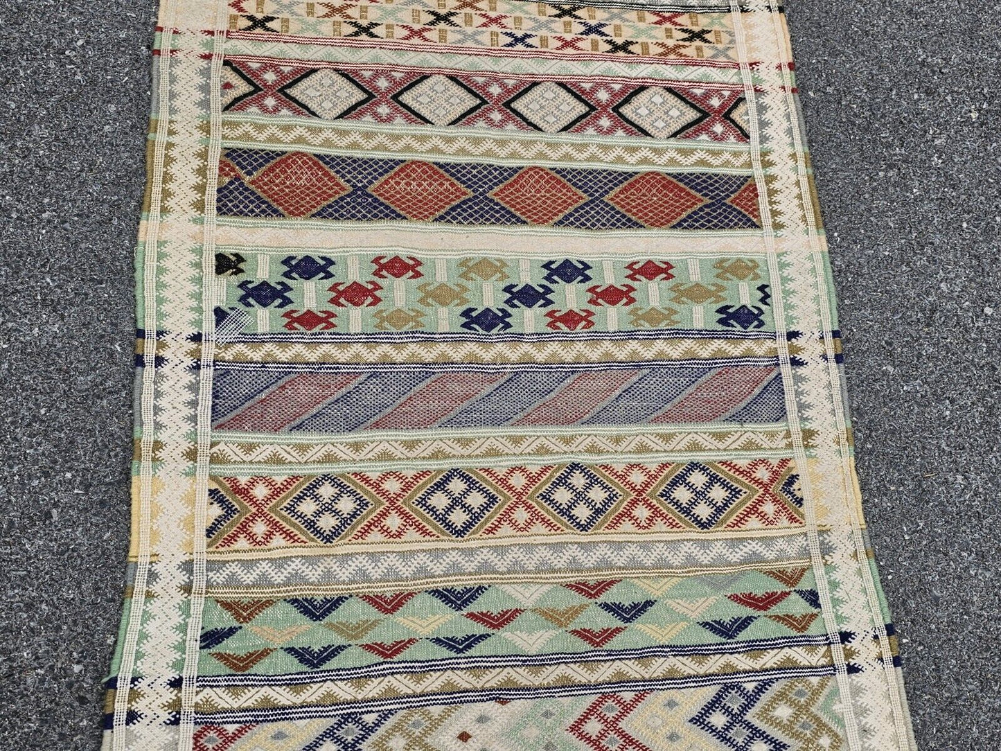 Vtg Native American Handmade Tribal Rug Runner Handwoven 9 Foot (116") Long