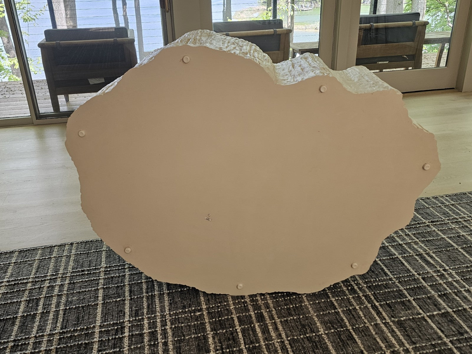 Fossilized Clam Shell Coffee Table On Cast Natural Tree Trunk Base By Camilla