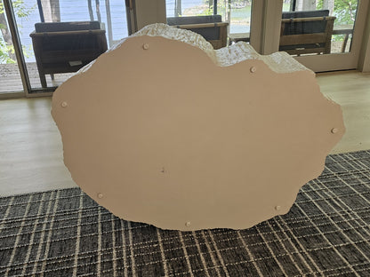 Fossilized Clam Shell Coffee Table On Cast Natural Tree Trunk Base By Camilla