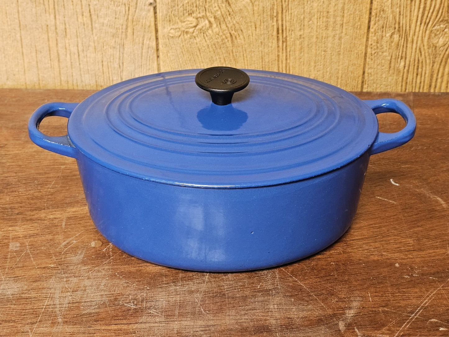 Le Creuset Enameled Cast Iron Signature Oval Casserole Blue Good Condition Used