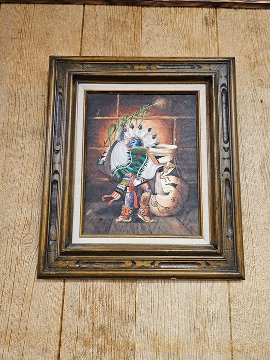Original Richard Hacker Native American Oil Painting Dance of the Silent Warrior