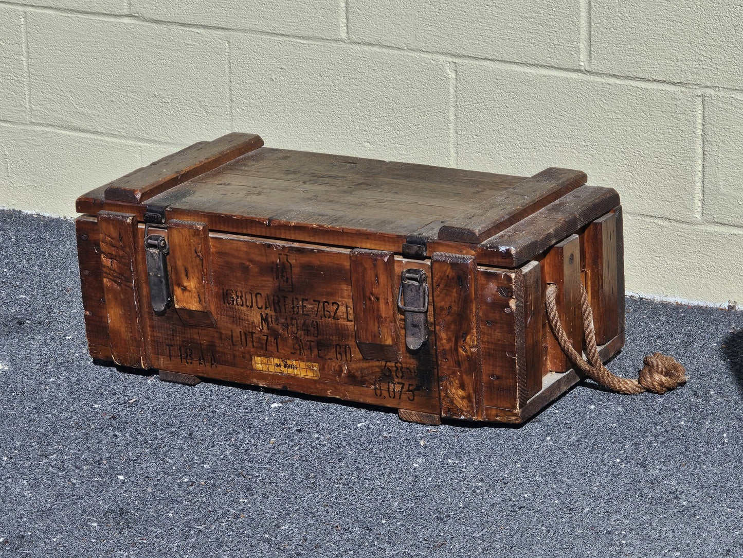 Vintage 1940s Wood & Metal French Ammo Box With Metal Insert Very Unique 