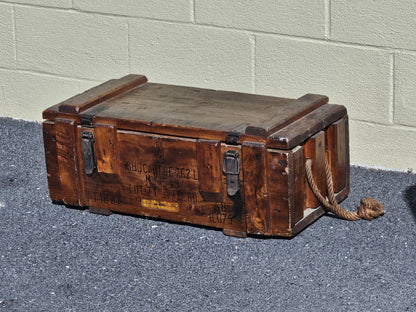 Vintage 1940s Wood & Metal French Ammo Box With Metal Insert Very Unique 
