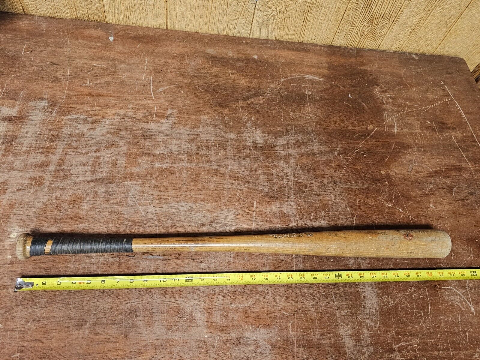 Vtg Regulation Wooden Baseball Bat Harrison Street Baltimore MD 33"