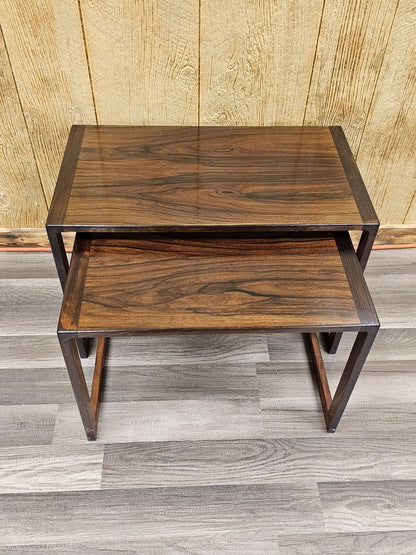 MCM Rosewood Nesting Tables Danish Scandinavian Set Of 2 Vildbjerg Mobelfabrik