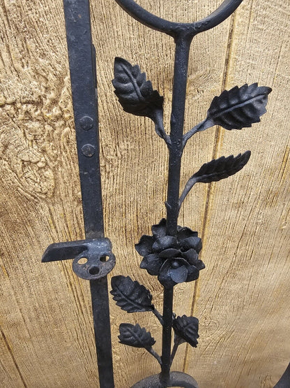 Antique Wrought Iron Gate With Ornate Floral 3D Design 