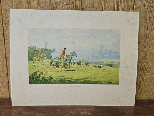 Vtg George Wright Fox Hunt Scene "Forrard Away" Print 1933