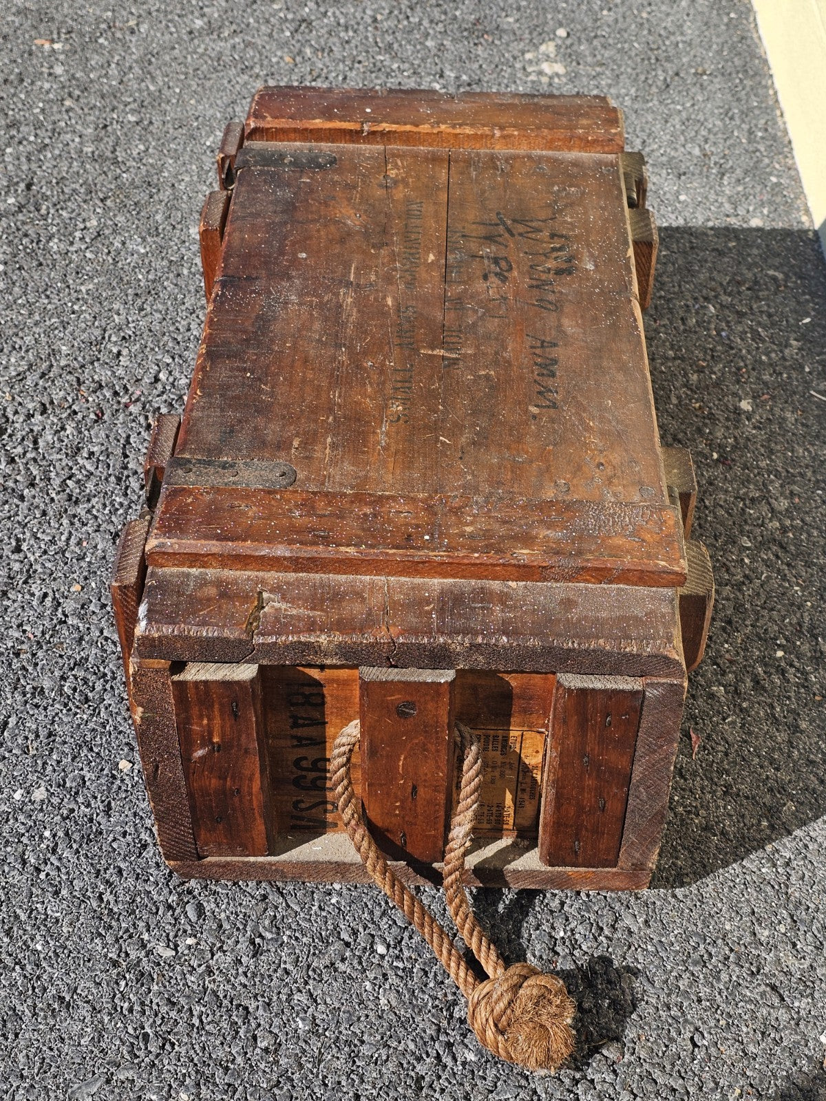 Vintage 1940s Wood & Metal French Ammo Box With Metal Insert Very Unique 