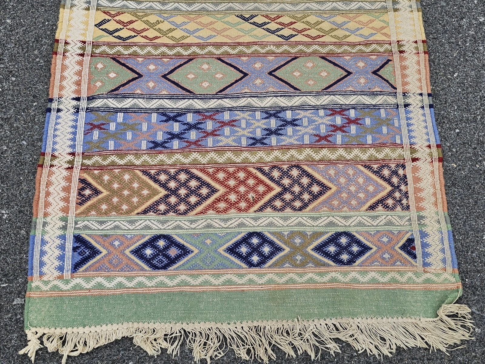 Vtg Native American Handmade Tribal Rug Runner Handwoven 9 Foot (116") Long