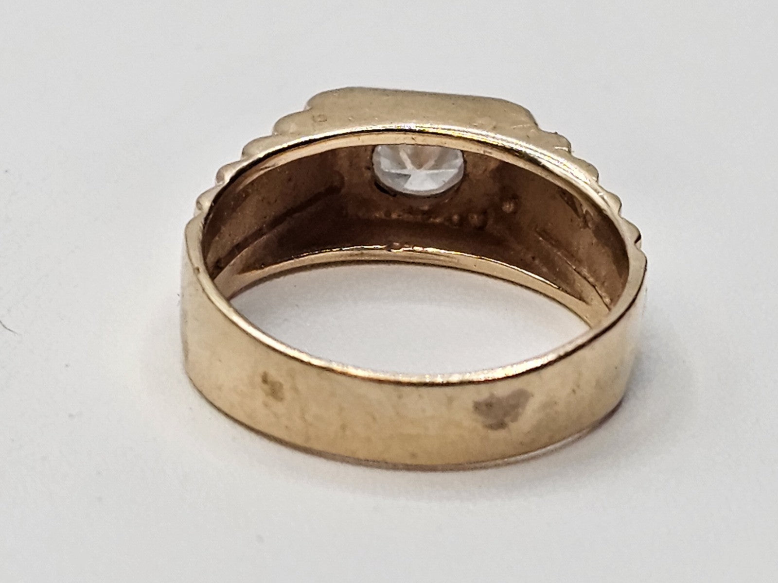 Vtg 14K Yellow Gold & Diamond? Rolex Style Ring 4.2 Grams Size 6.5