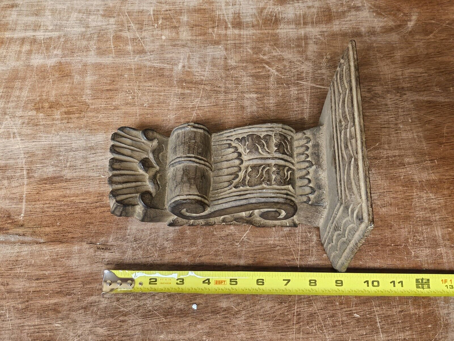 Acanthus Scroll Wood Wall Bracket Shelves Hand Carved 9 Inches Tall Set Of 4