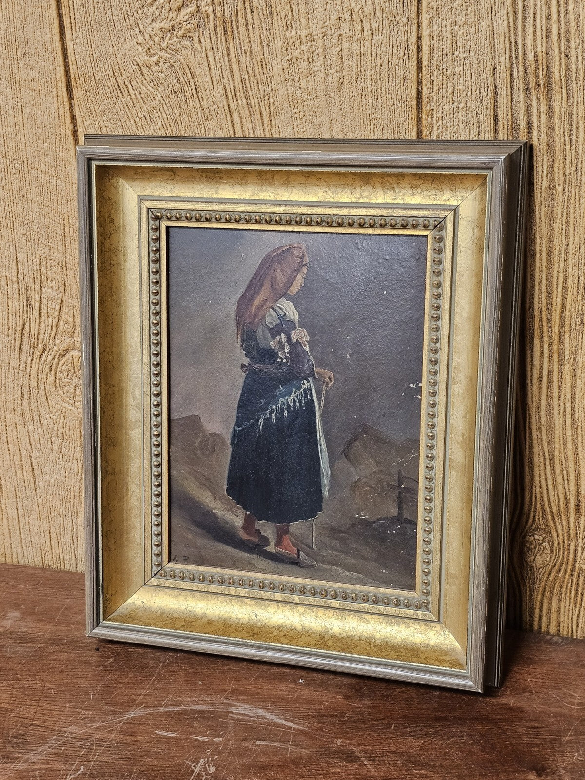 19th Century Original August Riedel Oil On Board Painting German Artist 8 X 10.5