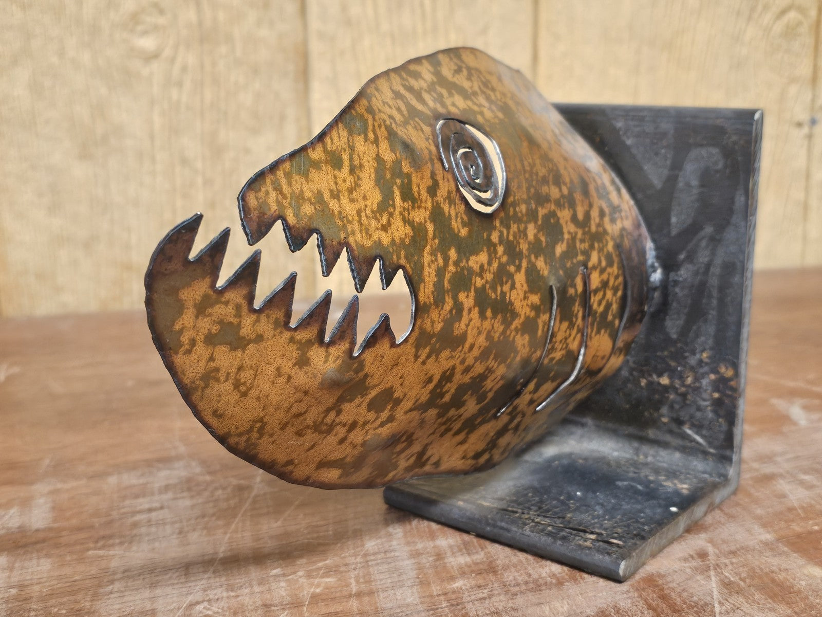 Vtg Handmade Fish Bookends Metal & Steel 16 Inches 7 Pounds