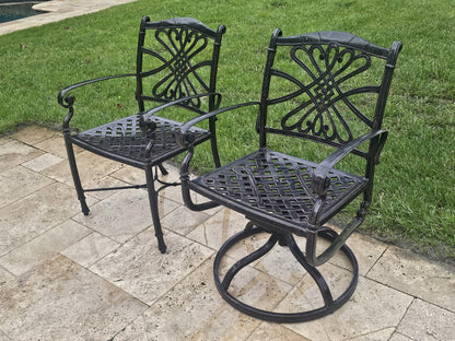 Gensun Grand Terrace Outdoor Cast Aluminum Dining Set Table & 10 Chairs