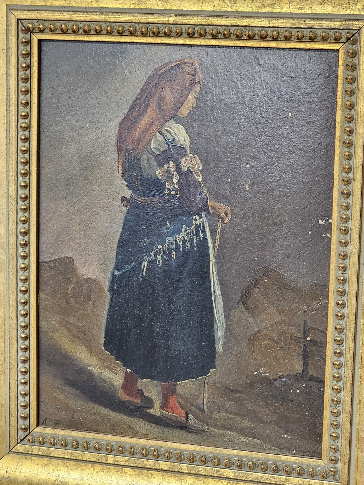 19th Century Original August Riedel Oil On Board Painting German Artist 8 X 10.5
