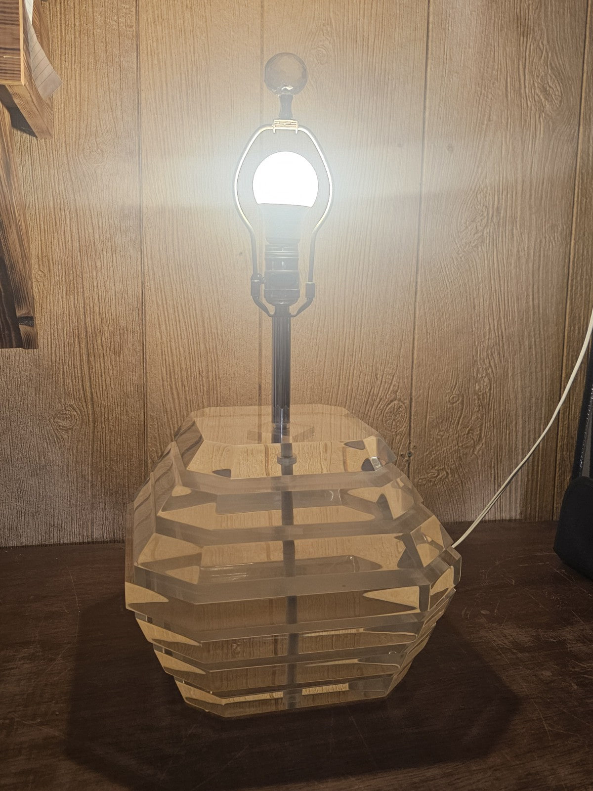Post Modern Chunky Stacked Mobile Lucite Table Lamp George Bullio 23.5 In Tall