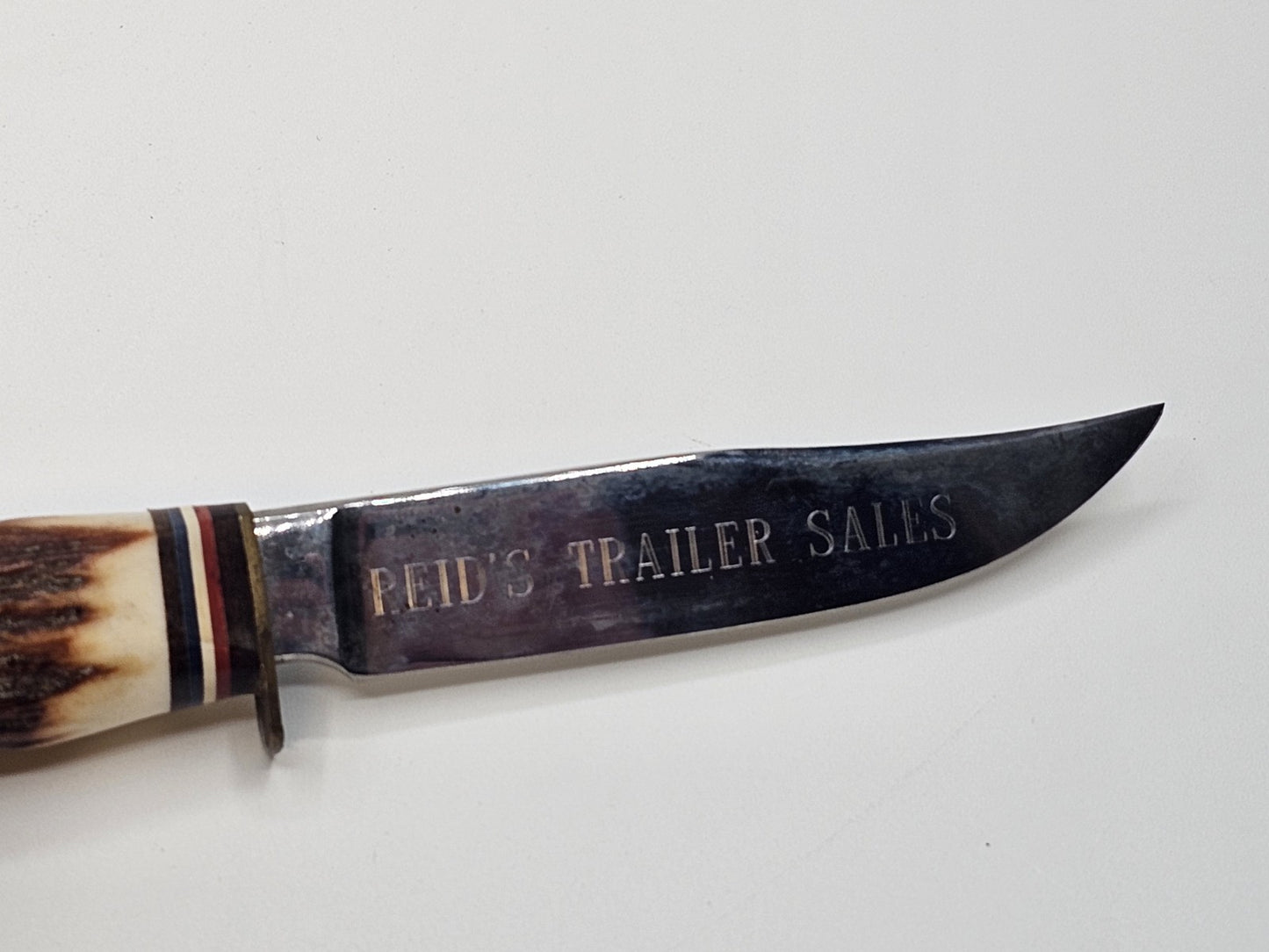 Rostfrei Solingen Germany Stag Horn Hunting Knife Engraved Blade Advertising 8" 
