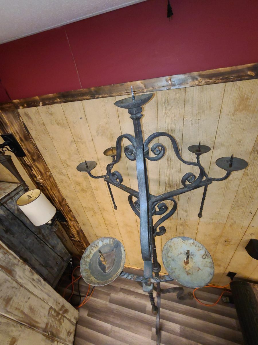 Hand Forged Wrought Iron Floor Candelabra (97" tall x 32" wide)