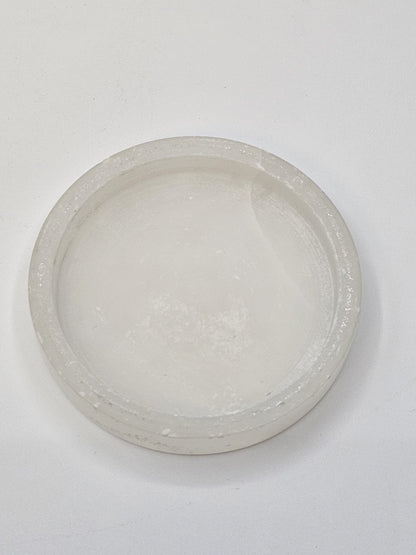 Vintage Italian White Opaline Round Cigarette Trinket Box & 4 Ashtray Coasters