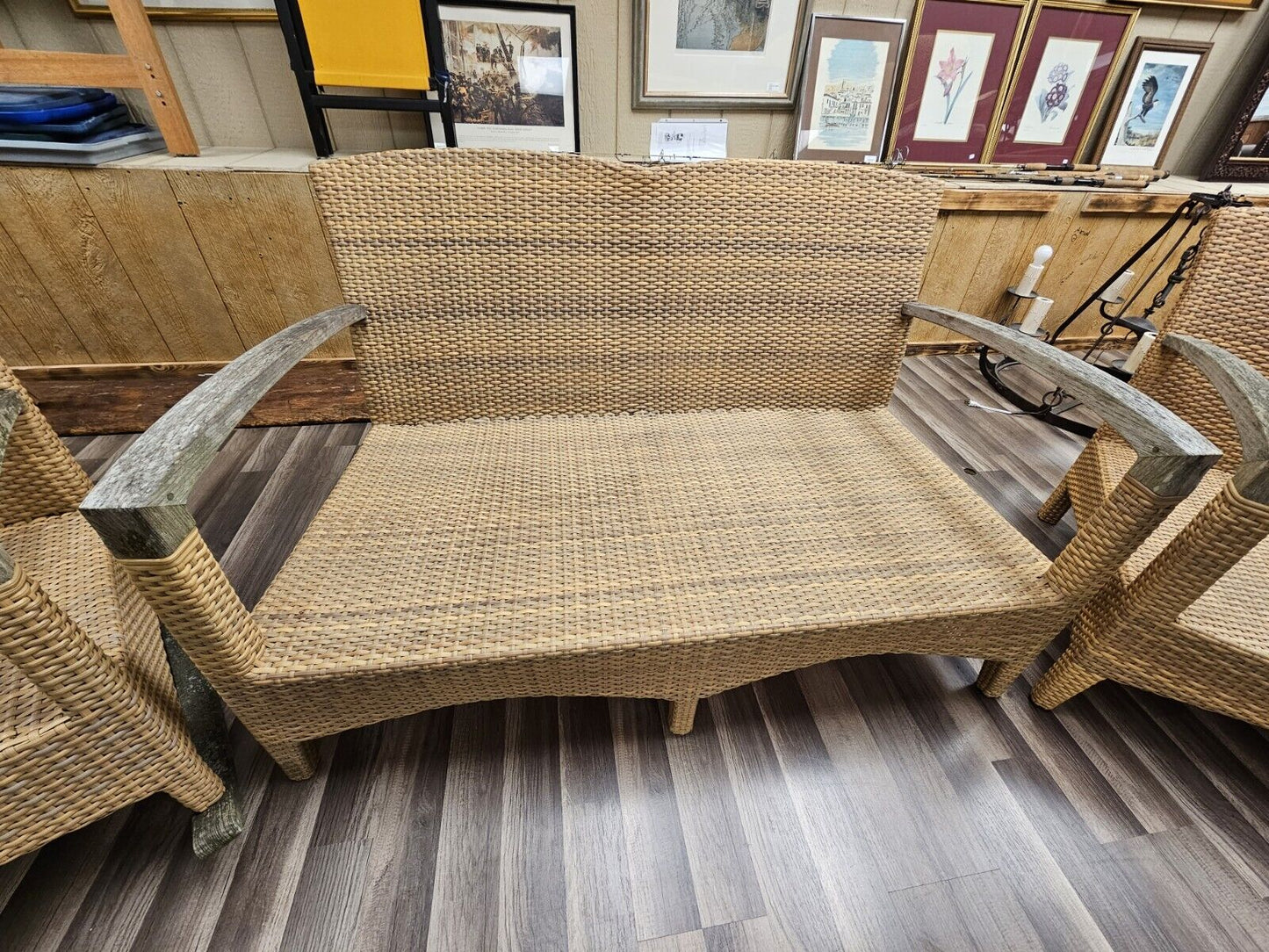 Gloster Teak & Composite Wicker Conversation Set Outdoor Patio Set