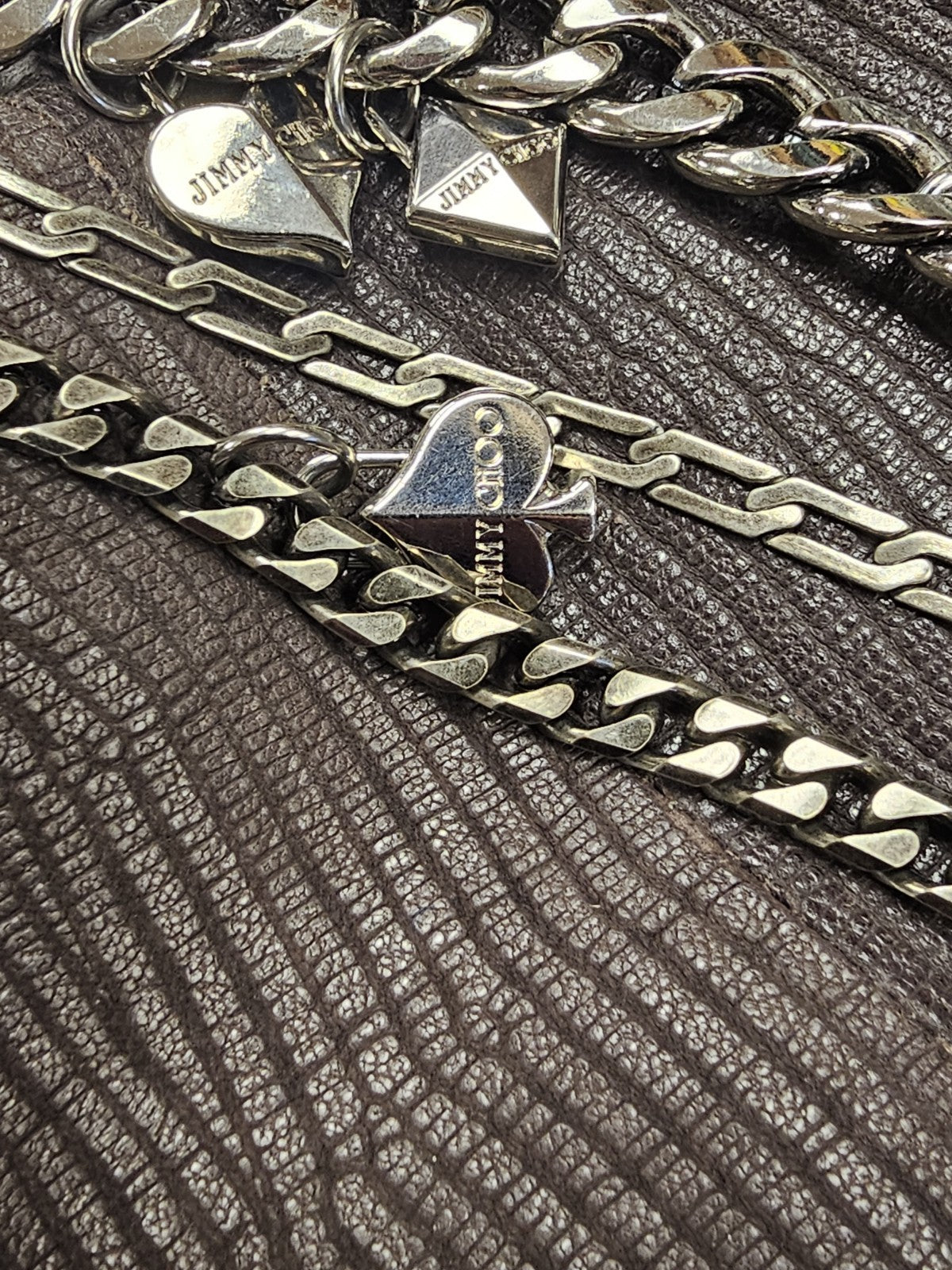 Jimmy Choo Boho Biker Chain Skin Shoulder Bag Handbag 